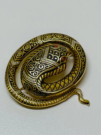Thumbnail for Damascene Cobra Snake Brooch Devil's Details 