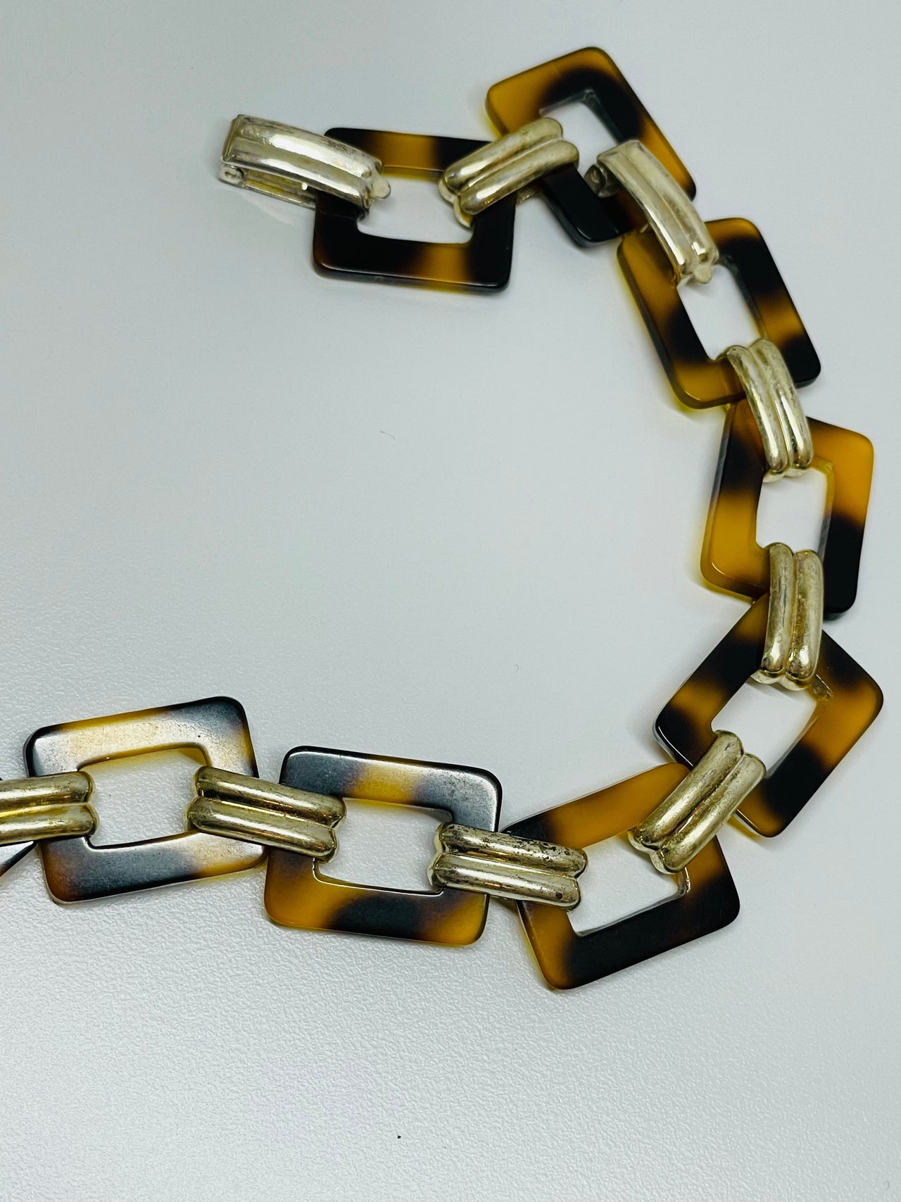Faux Tortoise Rectangle Necklace Devil's Details 