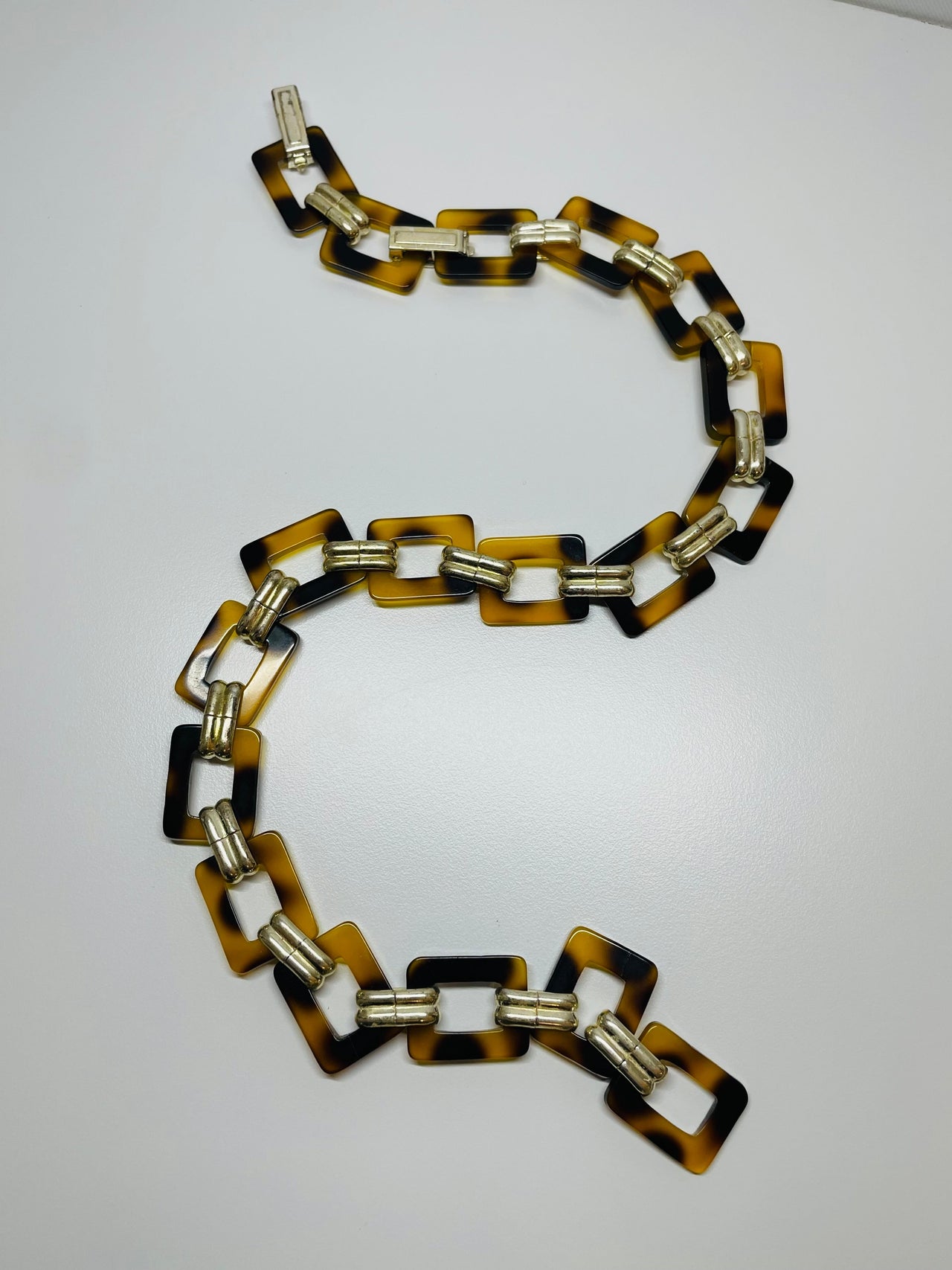 Faux Tortoise Rectangle Necklace Devil's Details 