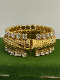 Thumbnail for Ferrara Gold Mesh Rhinestone Bracelet Devil's Details 