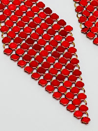 Thumbnail for Ferrara Red Mesh Earrings Devil's Details 
