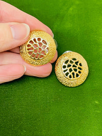 Thumbnail for Gold Cut Out Discs Earrings Devil's Details 
