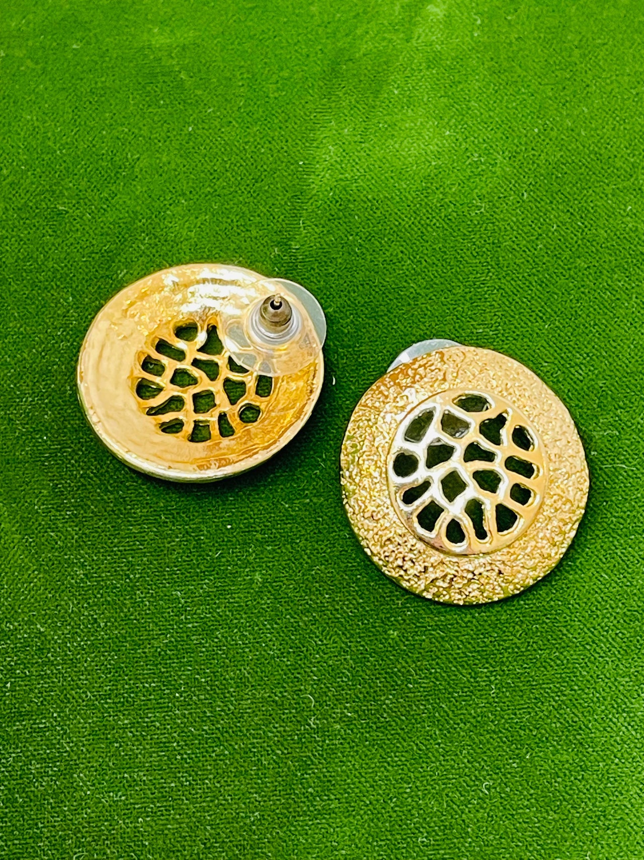 Gold Cut Out Discs Earrings Devil's Details 