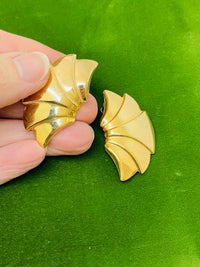 Thumbnail for Gold Fan Earrings Devil's Details 