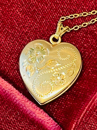 Thumbnail for Gold Filled Engraved Heart Locket Devil's Details 