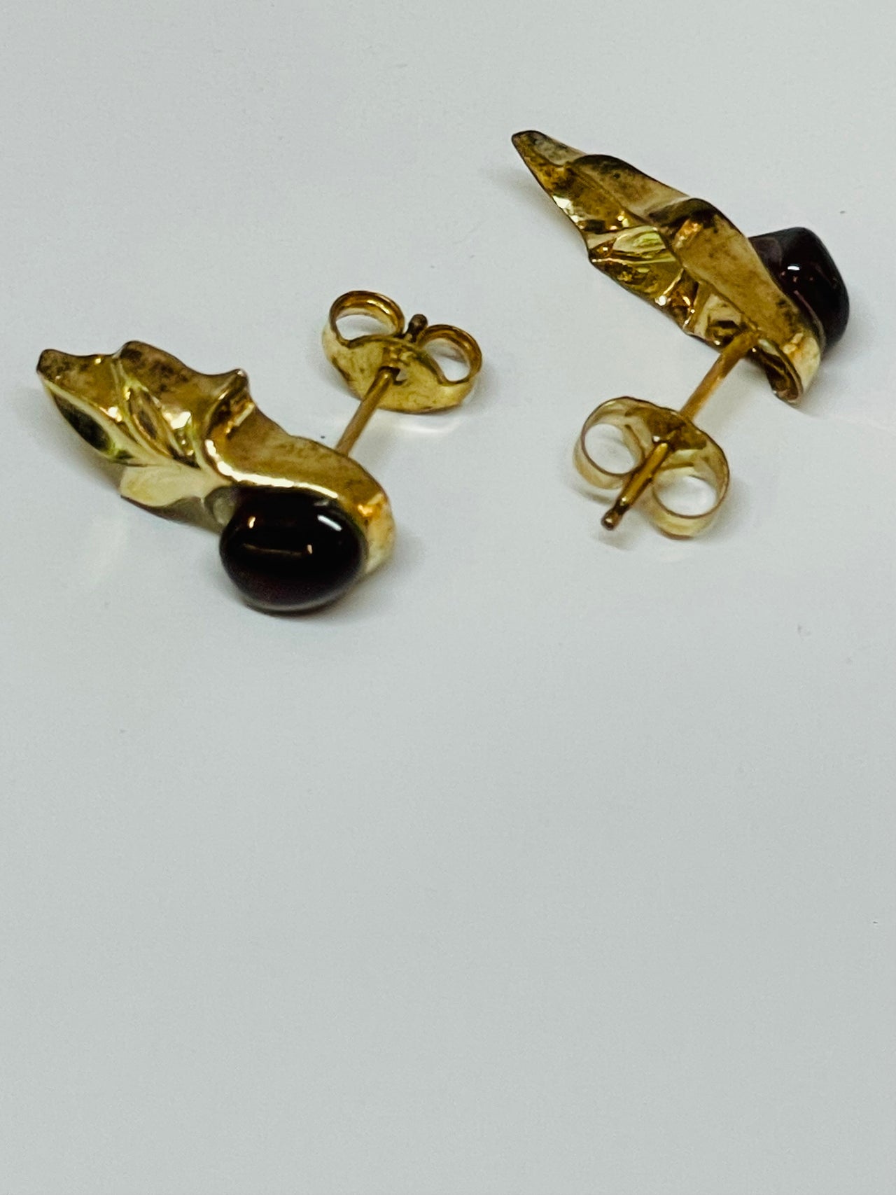 Gold Filled Garnet Studs Devil's Details 