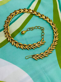 Thumbnail for Gold Leaf Link Collar Necklace Devil's Details 