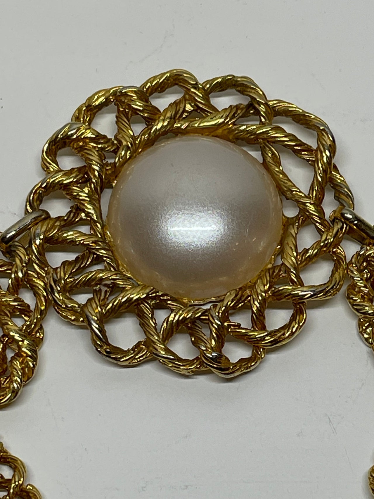 Gold Rope work Pearl Center Link Bracelet Bloomers and Frocks 