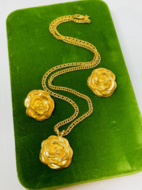 Thumbnail for Gold Rose Necklace and Earrings Set Devil's Details 