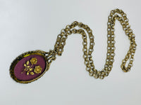 Thumbnail for Gold Roses in Purple Glass Pendant Devil's Details 