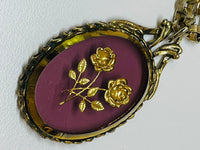 Thumbnail for Gold Roses in Purple Glass Pendant Devil's Details 