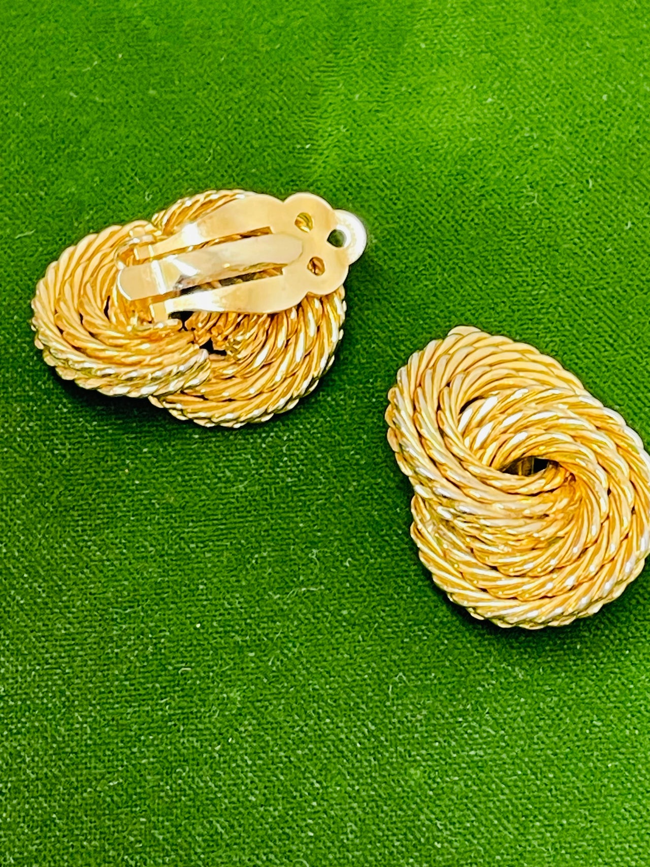 Gold Twisted Circles Clip On Earrings Devil's Details 