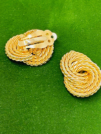 Thumbnail for Gold Twisted Circles Clip On Earrings Devil's Details 