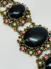 Thumbnail for Judy Lee Black Cabochon Gold Bracelet Devil's Details 