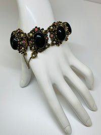 Thumbnail for Judy Lee Black Cabochon Gold Bracelet Devil's Details 
