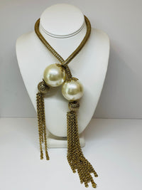 Thumbnail for Julie Rubaro Oversized Double Large Pearl Necklace Devil's Details 