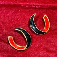 Thumbnail for Kira. Black and Red Enamel U Shaped Earrings Bloomers and Frocks 