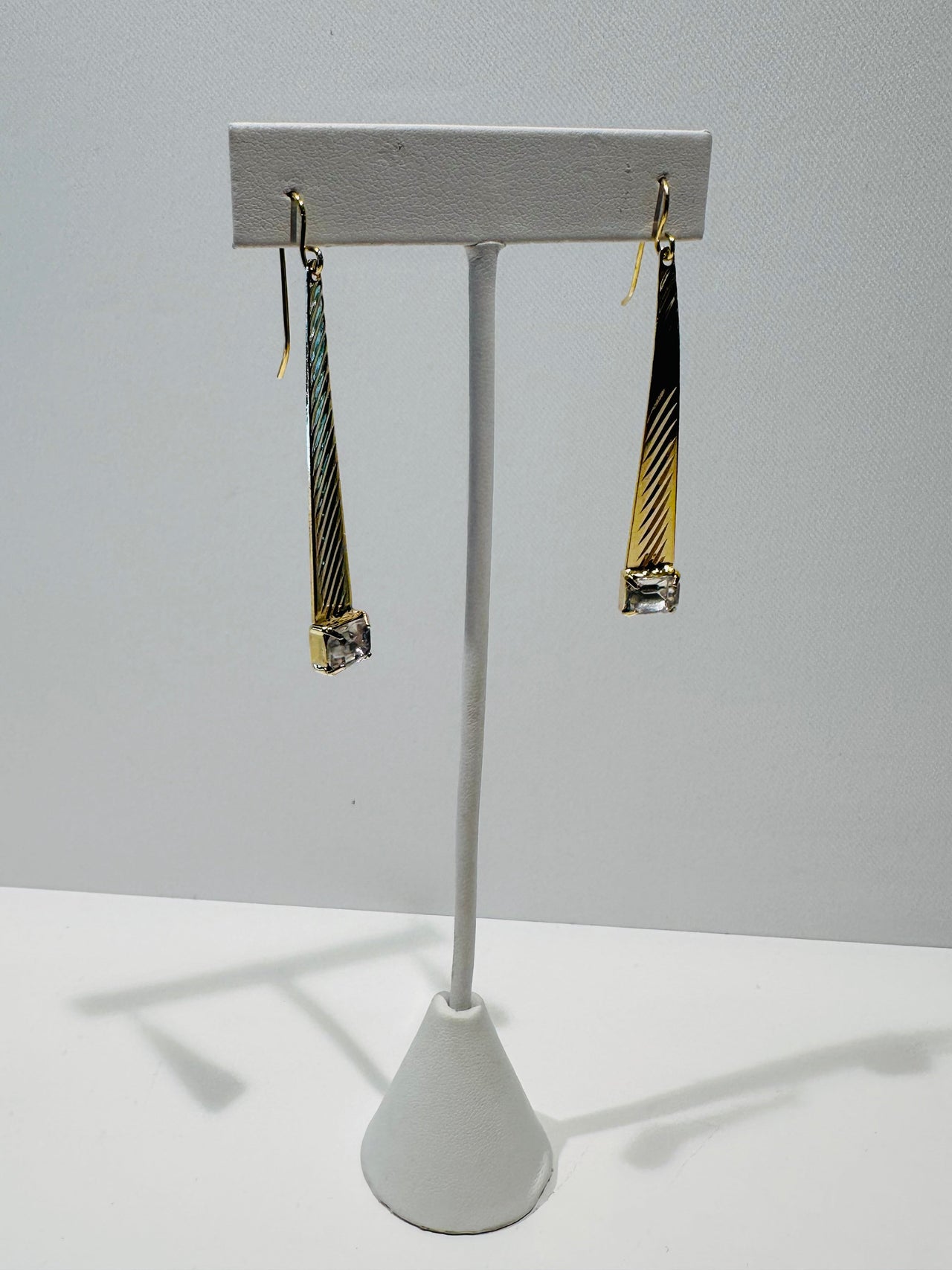 Kira.Gold Stick Earrings with Rhinestones Bloomers and Frocks 
