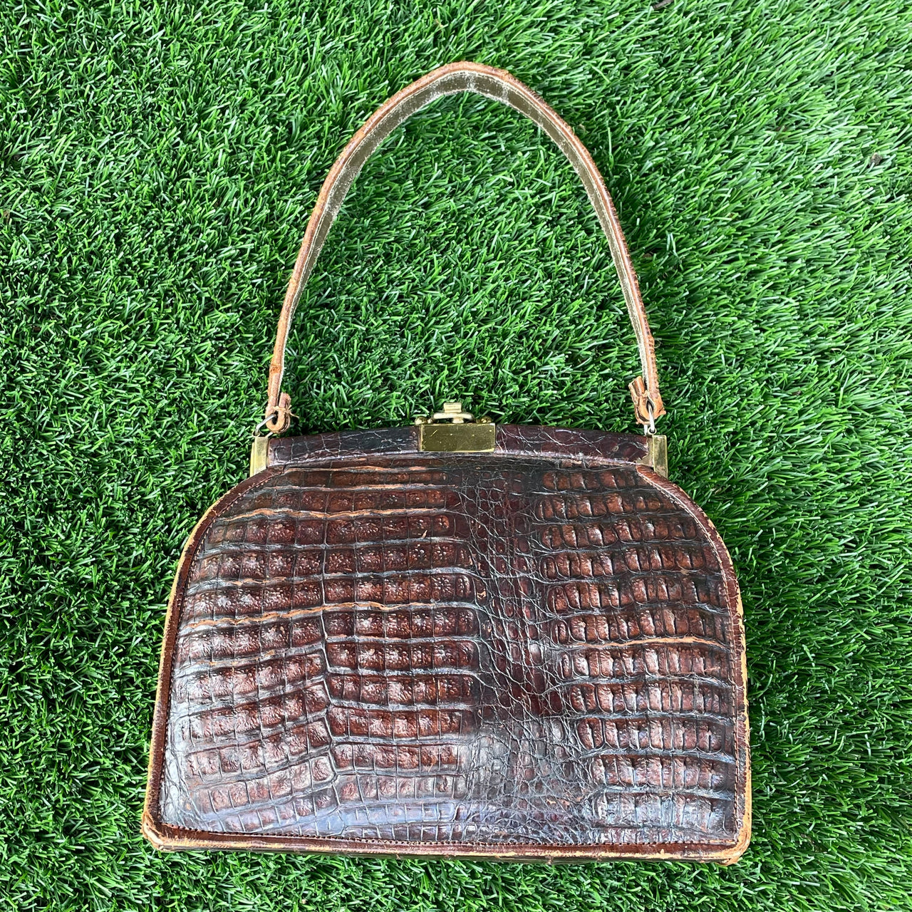 Buy Alligator Leather Purse, Vintage Mid-century Brown and Gold Purse  Online in India - Etsy
