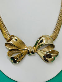 Thumbnail for Large Gold Bow with Snake Chain Devil's Details 