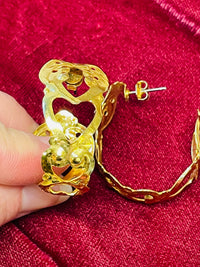 Thumbnail for Large Gold Heart Hoops Devil's Details 