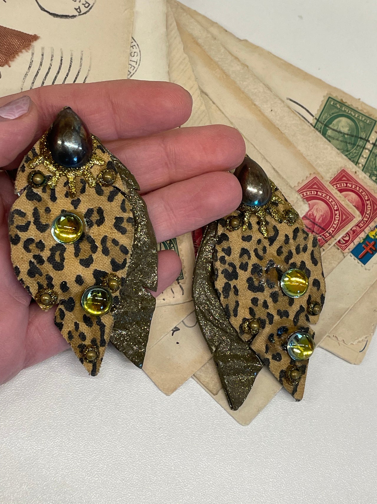 Large Leopard Leaf Earrings Bloomers and Frocks 