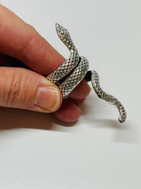 Thumbnail for Large Silvertone Snake Ring Devil's Details 
