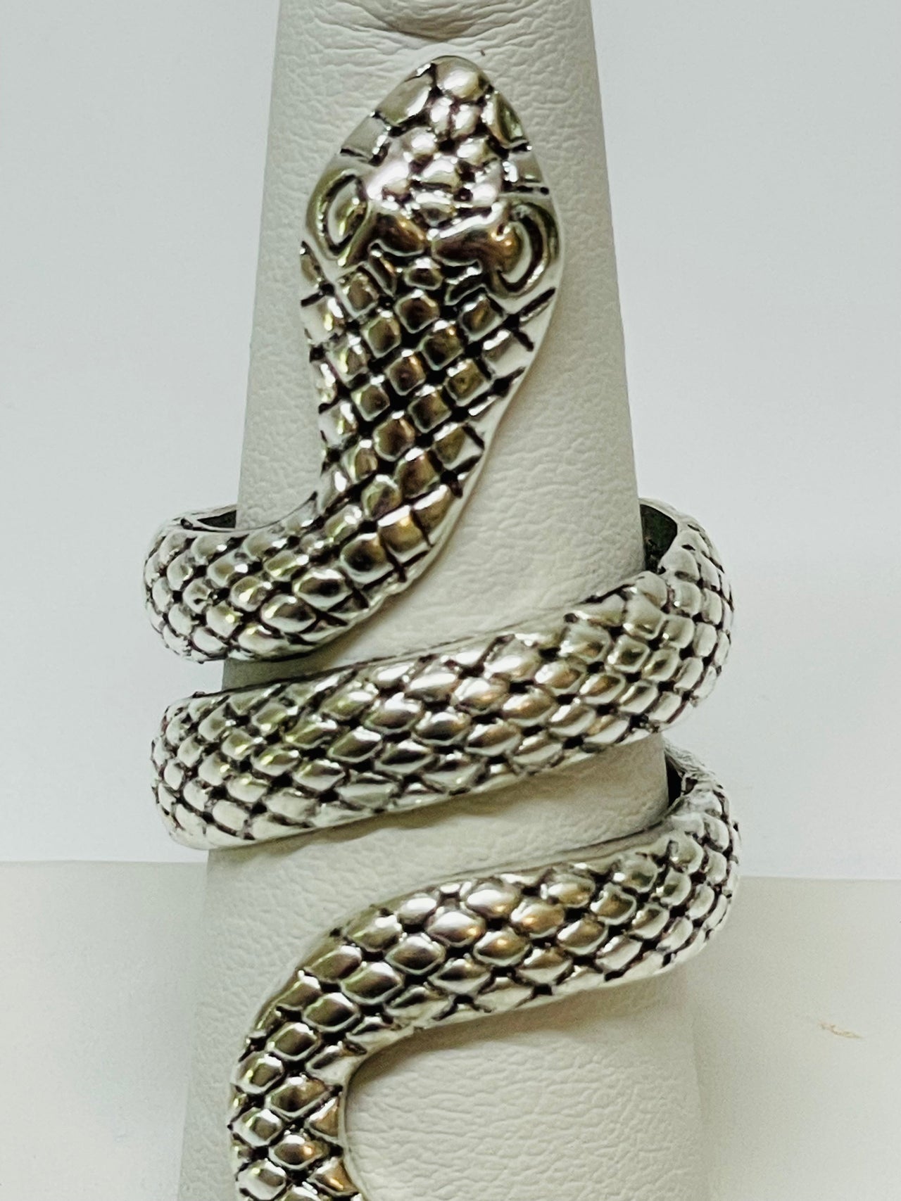 Large Silvertone Snake Ring Devil's Details 