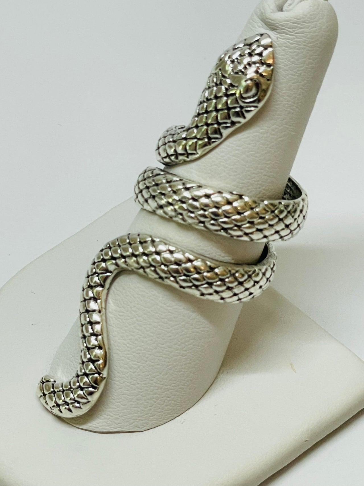 Large Silvertone Snake Ring Devil's Details 