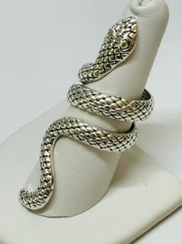 Thumbnail for Large Silvertone Snake Ring Devil's Details 