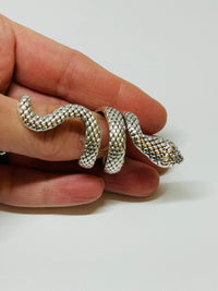 Thumbnail for Large Silvertone Snake Ring Devil's Details 