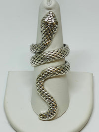 Thumbnail for Large Silvertone Snake Ring Devil's Details 