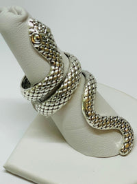 Thumbnail for Large Silvertone Snake Ring Devil's Details 