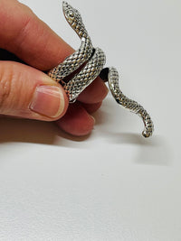 Thumbnail for Large Silvertone Snake Ring Devil's Details 