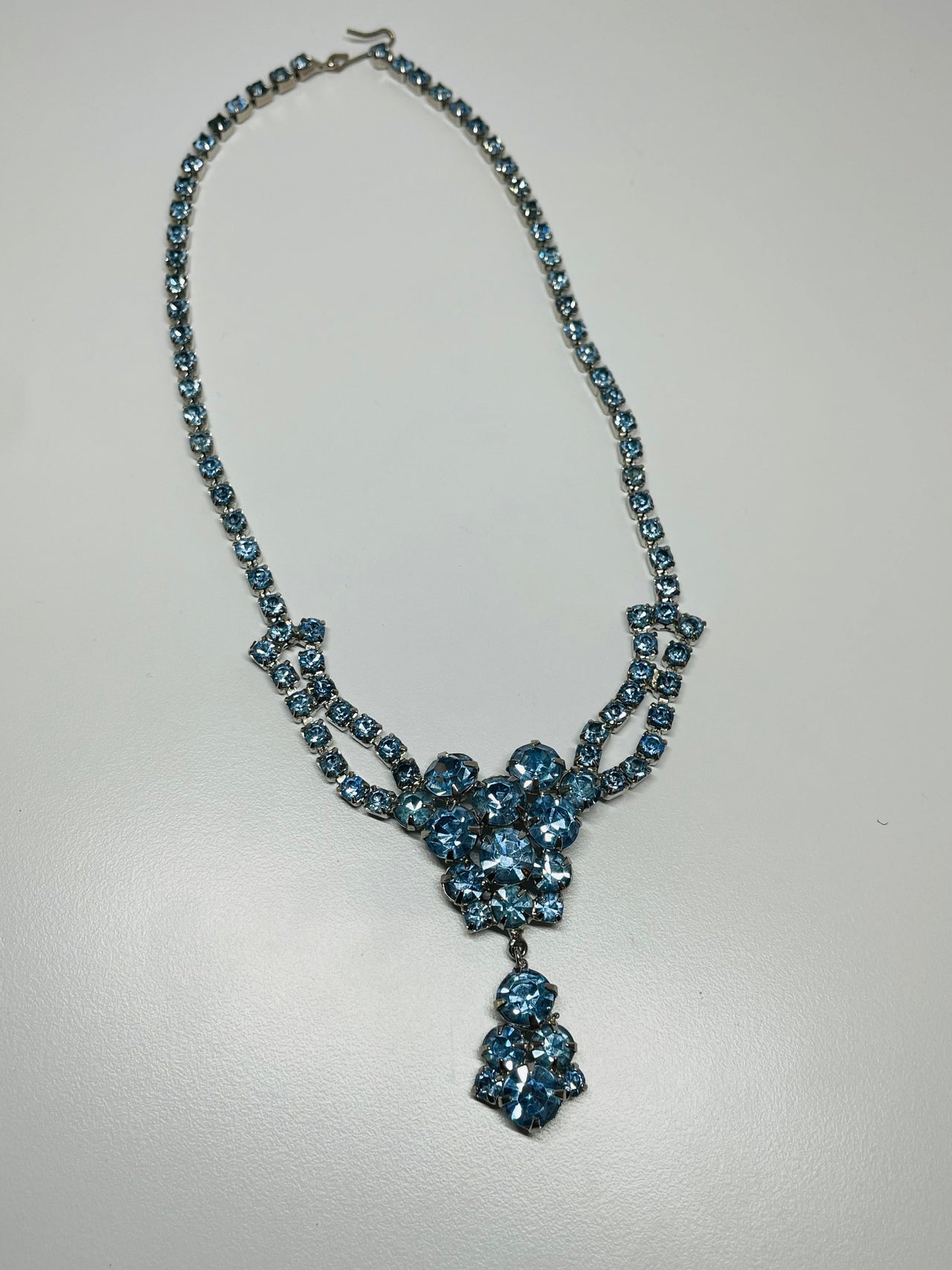 Light Blue Rhinestone Necklace and Earrings set Devil's Details 