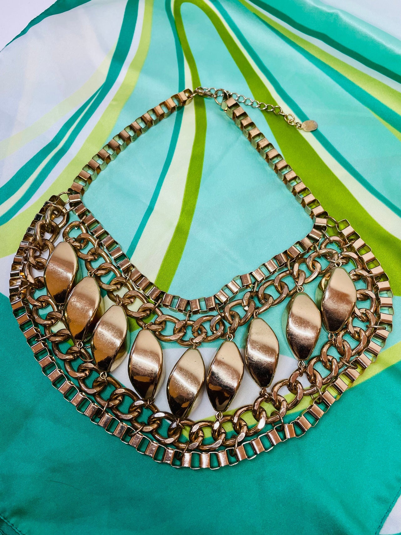 Lucia Large Gold Statement Necklace Devil's Details 