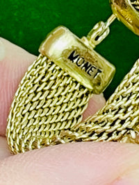 Thumbnail for Monet Gold Mesh Hoops with Yellow Rhinestones Devil's Details 
