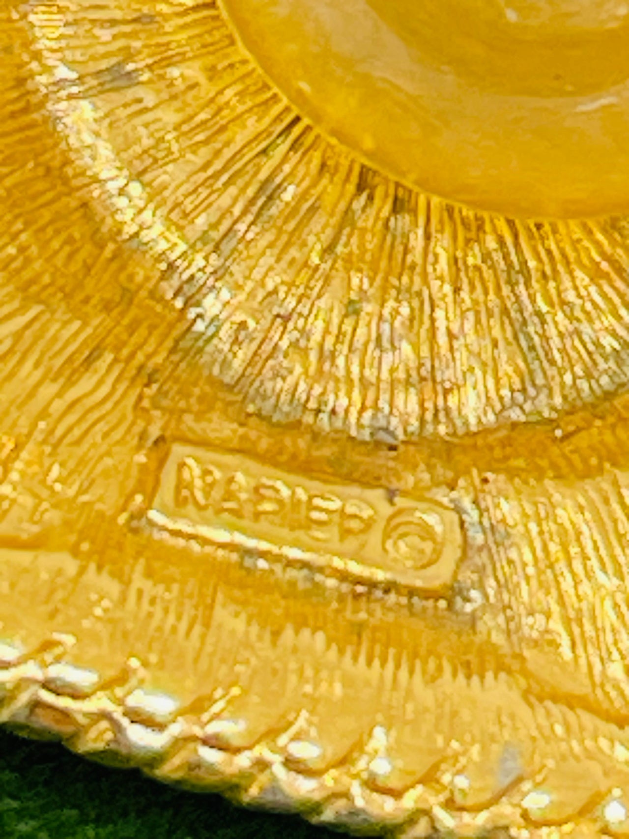 Napier Square Gold Clip On Earrings with Black Enamel Dome Devil's Details 