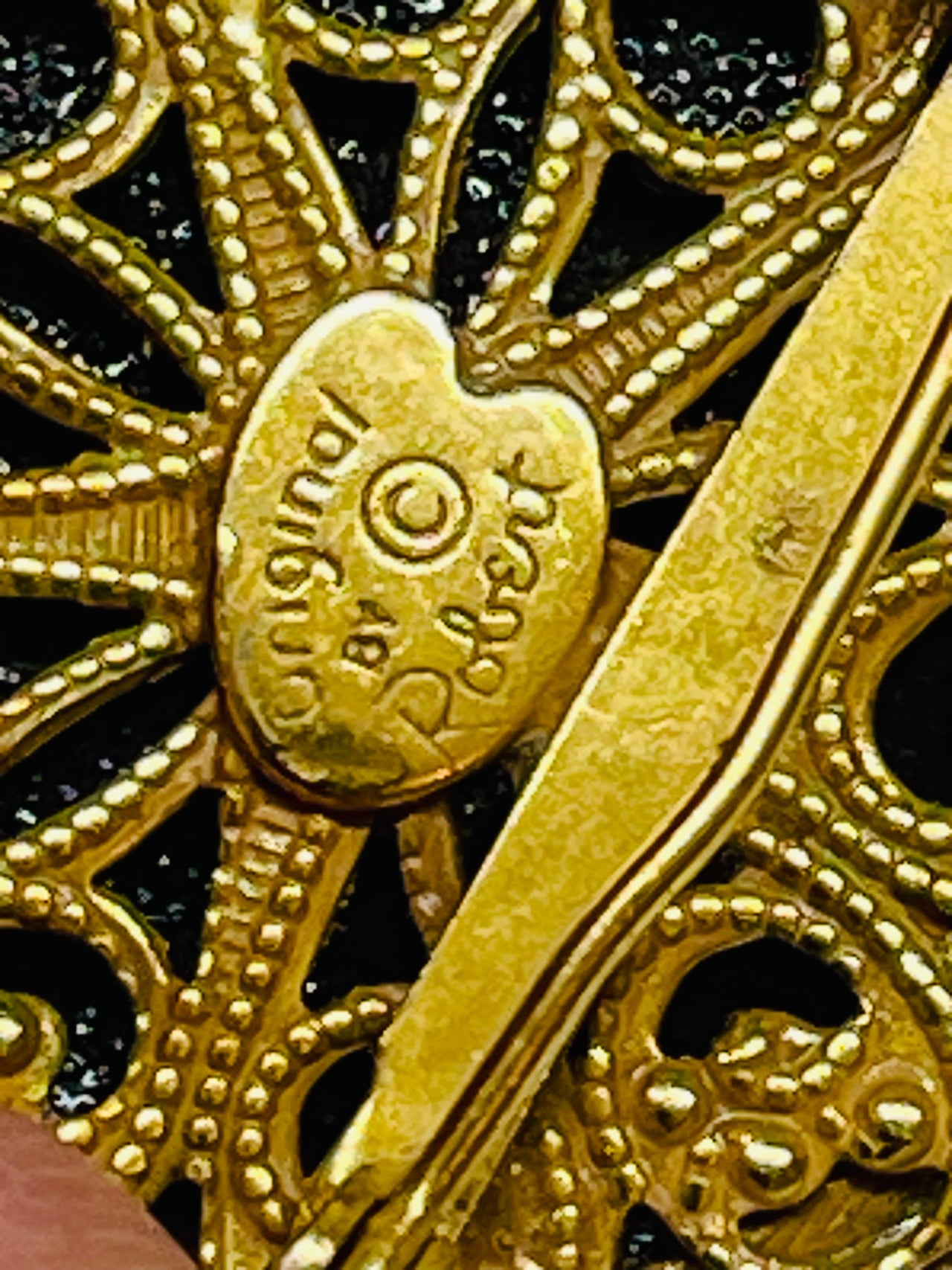 Original by Robert Black and Gold Round Brooch Devil's Details 