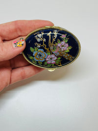 Thumbnail for Peacock and Floral Oval Pill Box/Container Devil's Details 