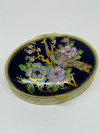 Thumbnail for Peacock and Floral Oval Pill Box/Container Devil's Details 