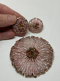 Thumbnail for Pink Flower Brooch and Earrings Set Bloomers and Frocks 