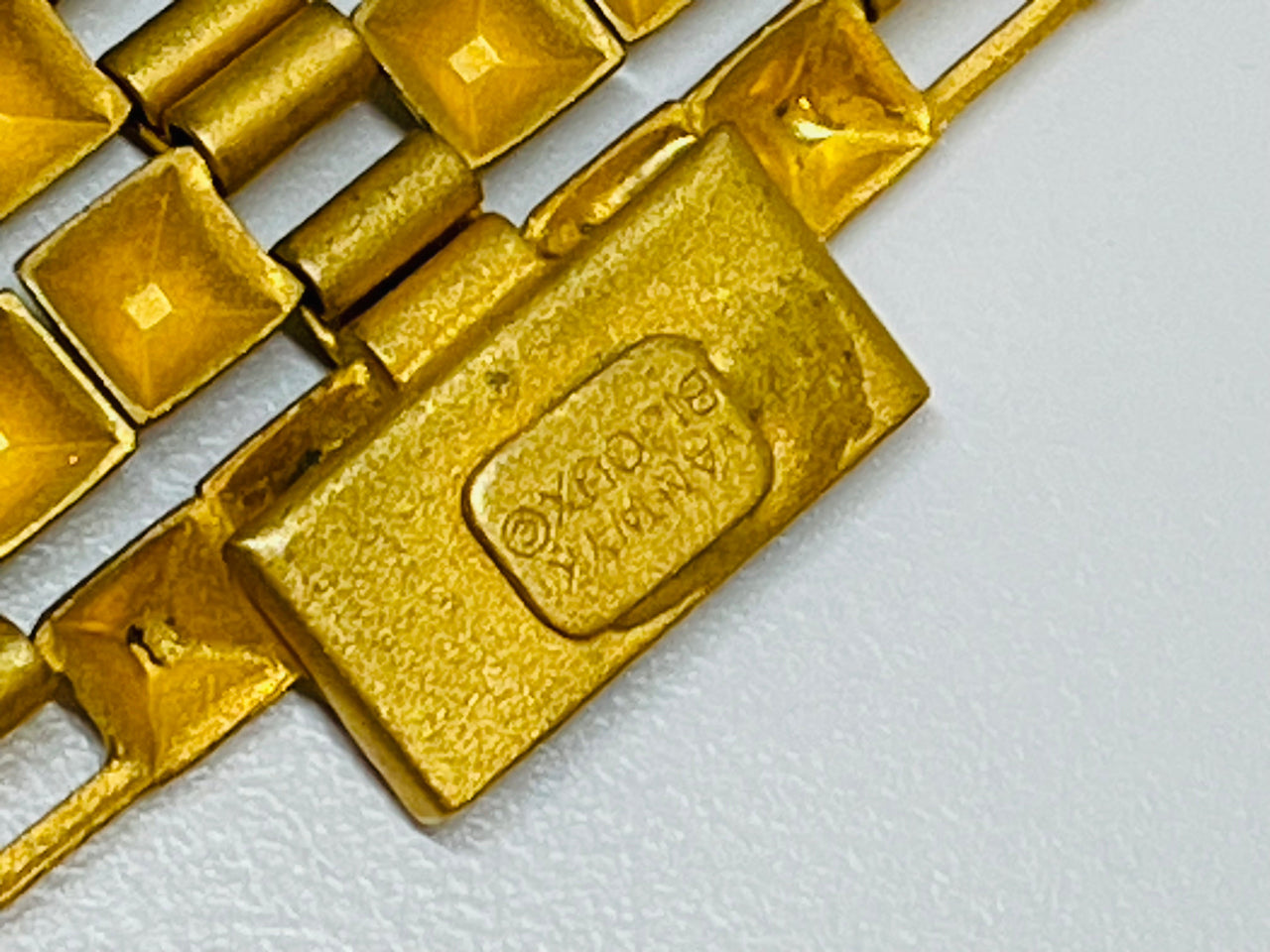 Rare 1991-1995Van Wyx Bijou Wide Matte Gold Bracelet “Smithsonian “ Devil's Details 
