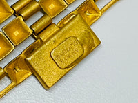 Thumbnail for Rare 1991-1995Van Wyx Bijou Wide Matte Gold Bracelet “Smithsonian “ Devil's Details 