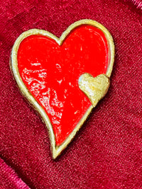 Thumbnail for Red Heart Wooden Brooch Devil's Details 
