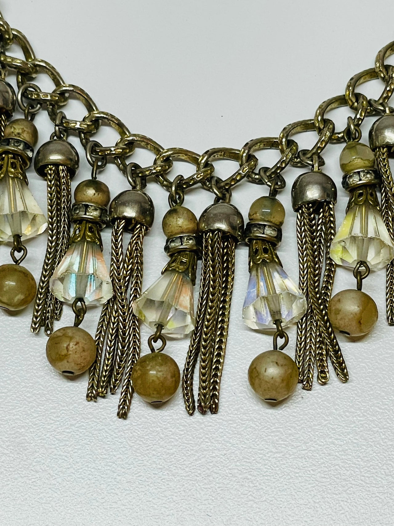 Reserved 1960’s AB Silver Fringe Necklace Devil's Details 