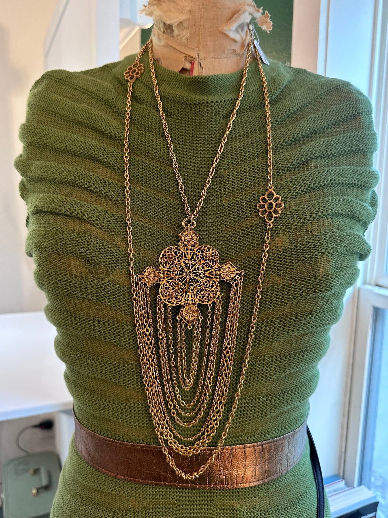 Reserved: Gold Filigree Runway Necklace Necklace Devil's Details 