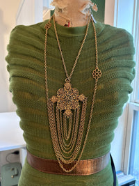 Thumbnail for Reserved: Gold Filigree Runway Necklace Necklace Devil's Details 