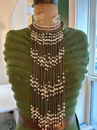 Thumbnail for Reserved Large Pearl Bib Necklace Devil's Details 