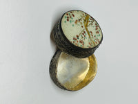 Thumbnail for Round Metal Pill Box with Painted Enamel Top Devil's Details 